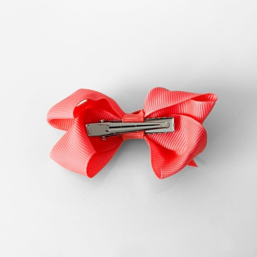 Set of 2 Pretty Girls Hair Bows Grosgrain Ribbon Clips Hair Accessories Fuchsia - Picture 4 of 5